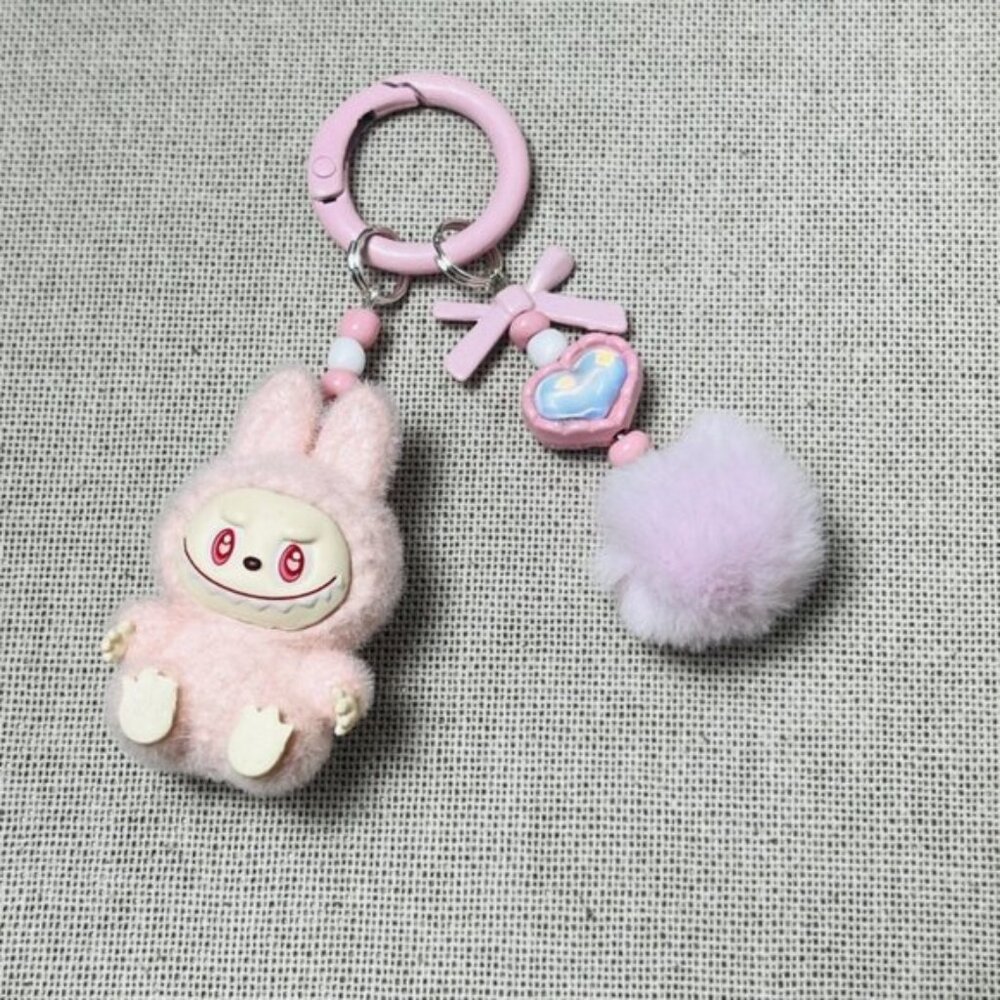 New Popular Hot! mini Pink Cotton Candy Labubu Baby keychain dangeler figure